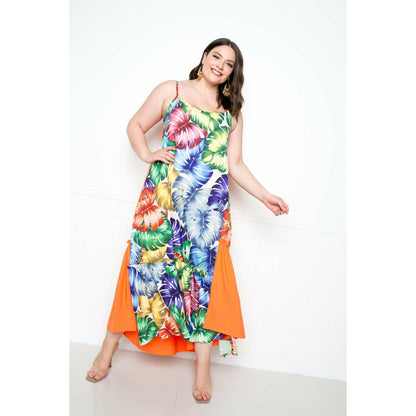 Plus-size Splice Tropical Dress