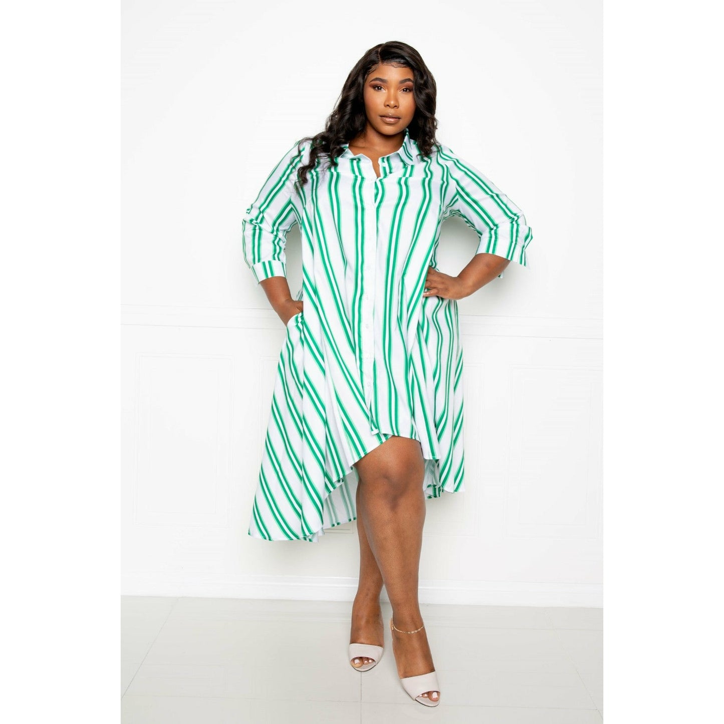 Plus Stripe Shirt Dress (Black Friday Sale)