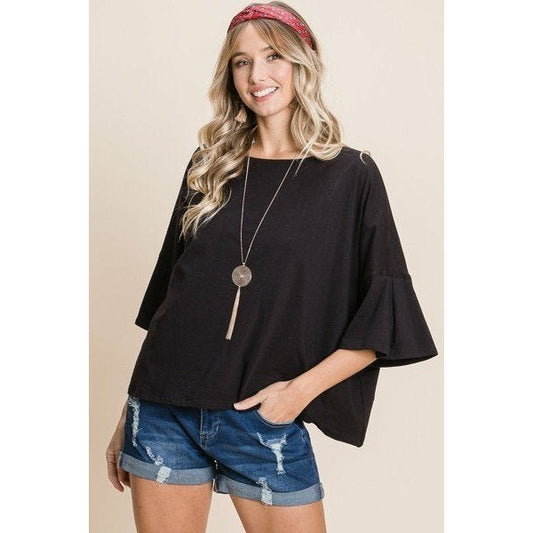 Solid Cotton Casual Top