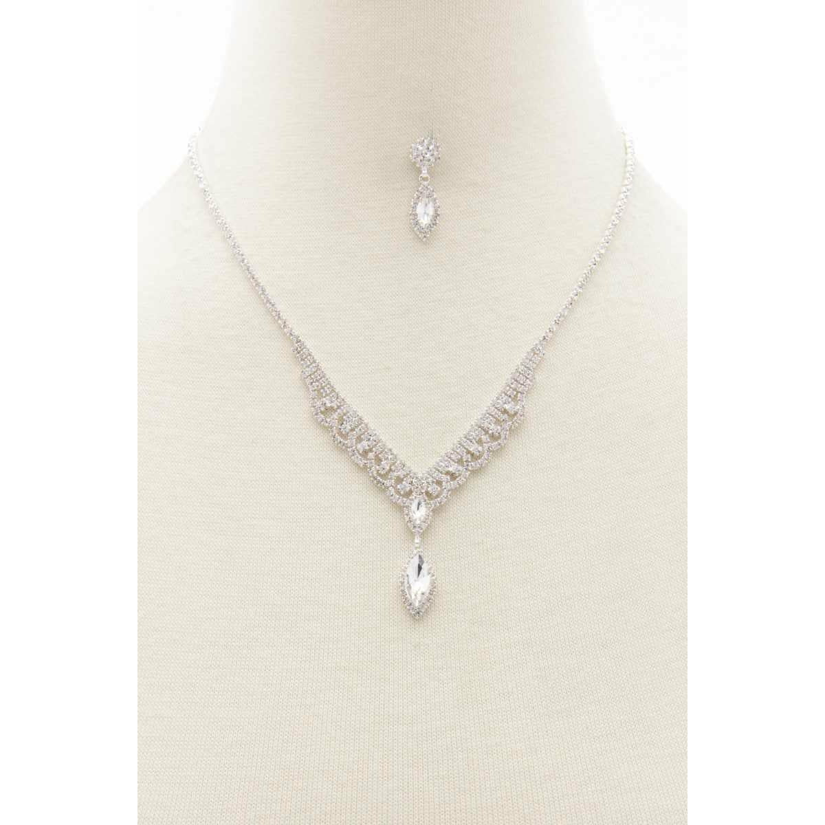 Collier Strass Forme Marquise