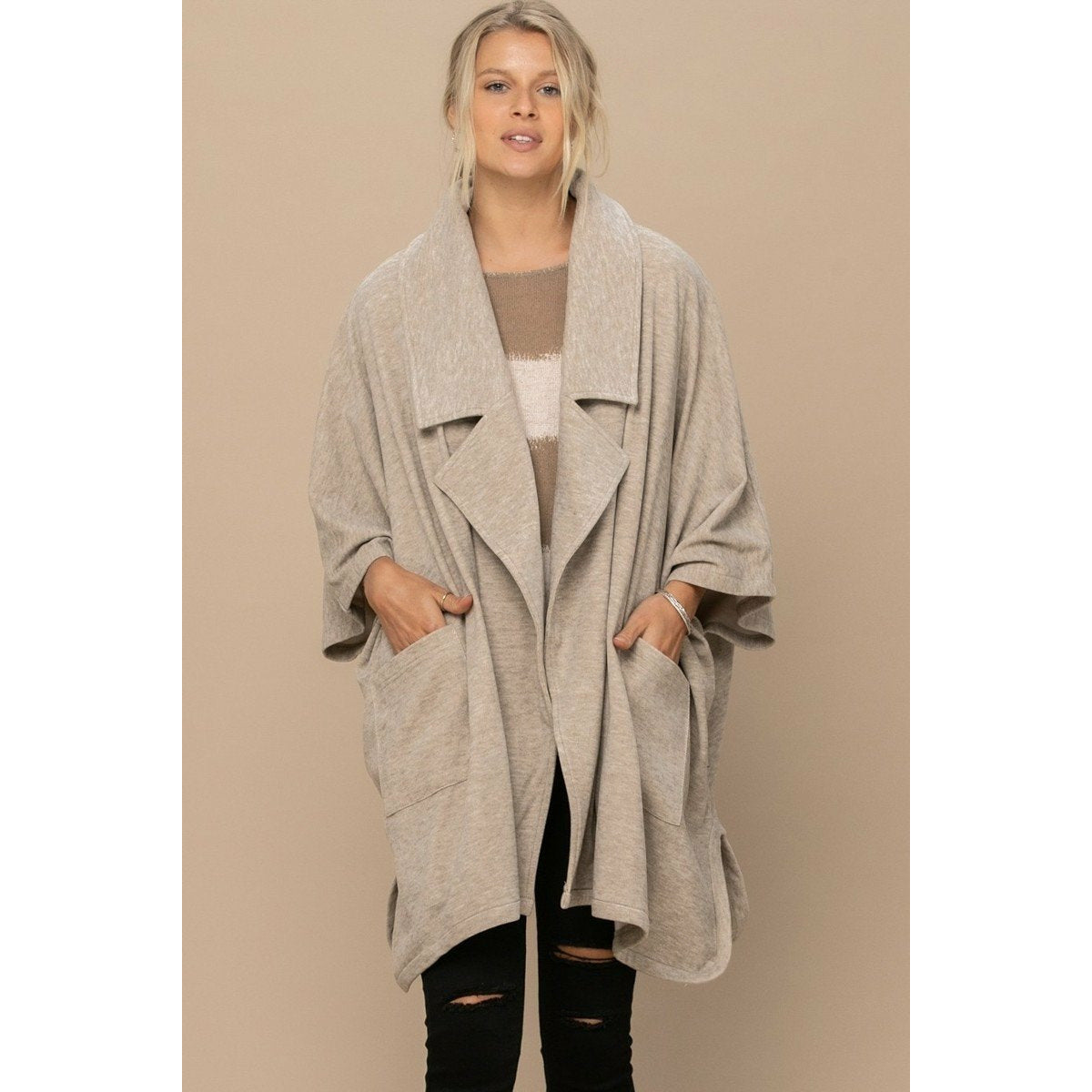 Trench oversize en tricot uni