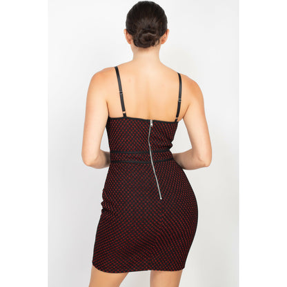 Black/Red Tank Sparkle Honeycomb Mini Bodycon Dress