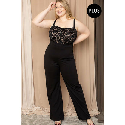 Black Lace Bust Plus Size Jumpsuit