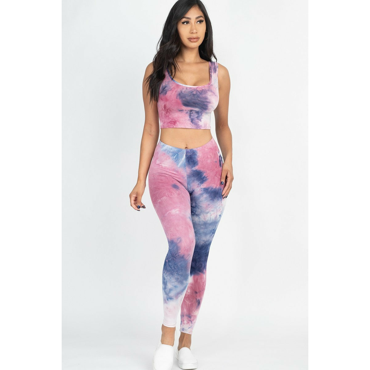 Tie Dye Crop Top et Leggings Yoga Gym Set