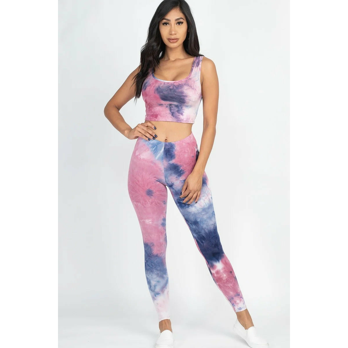 Tie Dye Crop Top et Leggings Yoga Gym Set