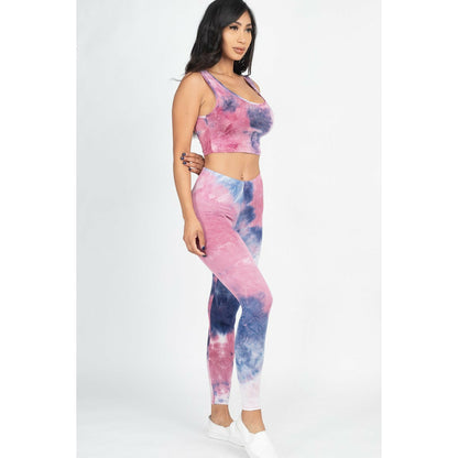 Tie Dye Crop Top et Leggings Yoga Gym Set