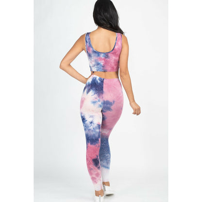 Tie Dye Crop Top et Leggings Yoga Gym Set