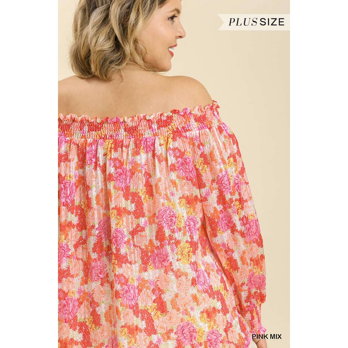 Plus-size Off-the-Shoulder Floral Top with High Low Hem