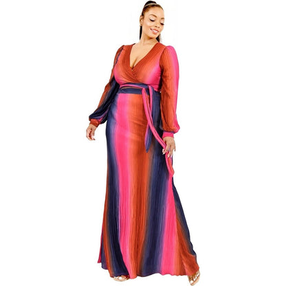 Plus Gradient Stripe 2 Piece Maxi Skirt Set