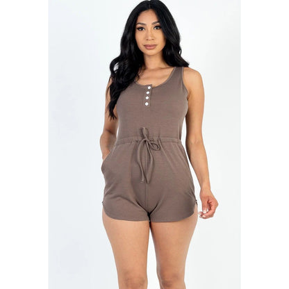 Sleeveless Drawstring Waist Tank Lounge Romper