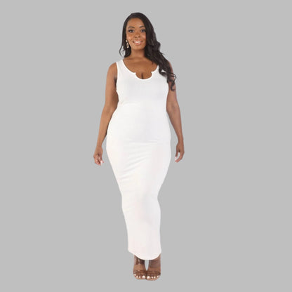 Plus-size Casual Ribbed Maxi Tank Dress