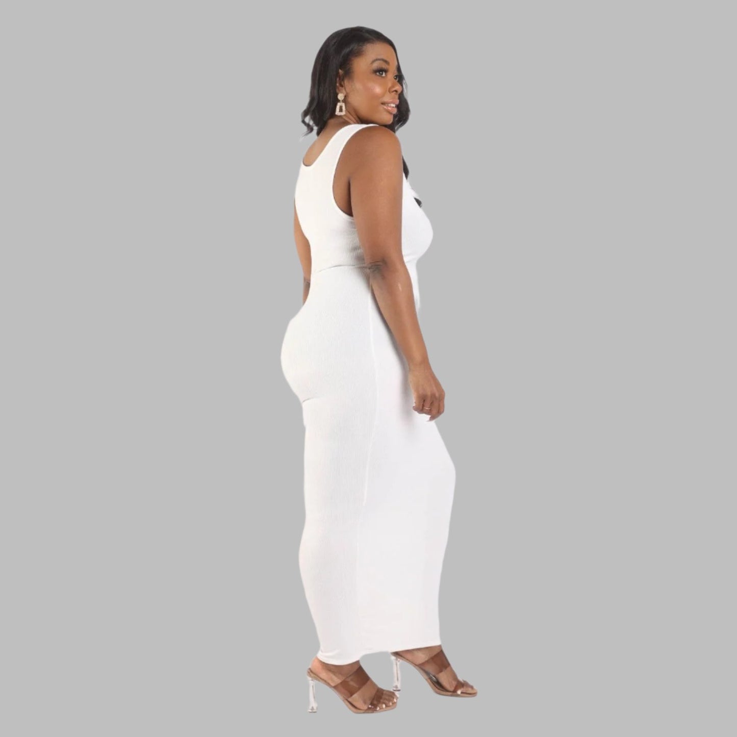 Plus-size Casual Ribbed Maxi Tank Dress