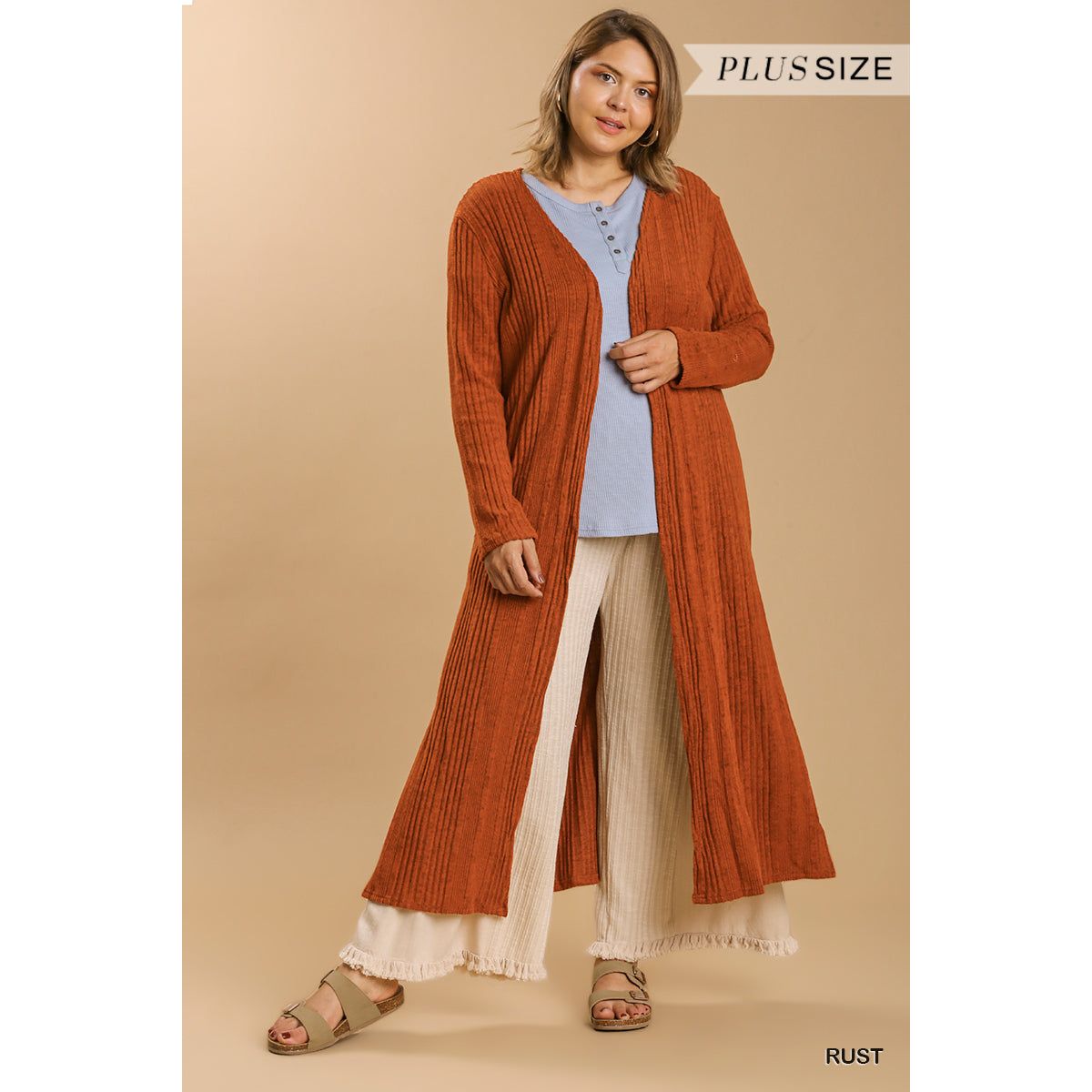 Open Front Long Body Cardigan