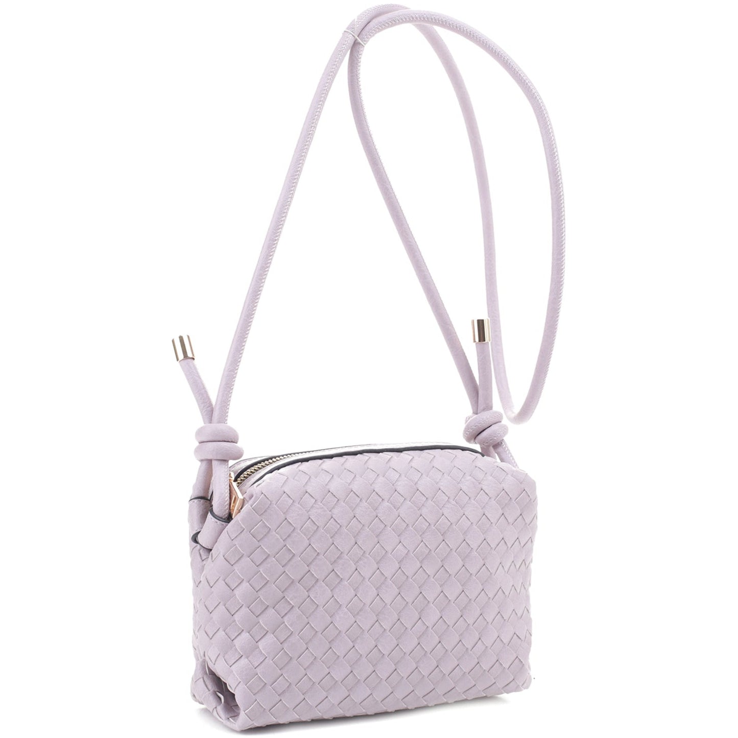 Braid Texture Zipper Crossbody Bag