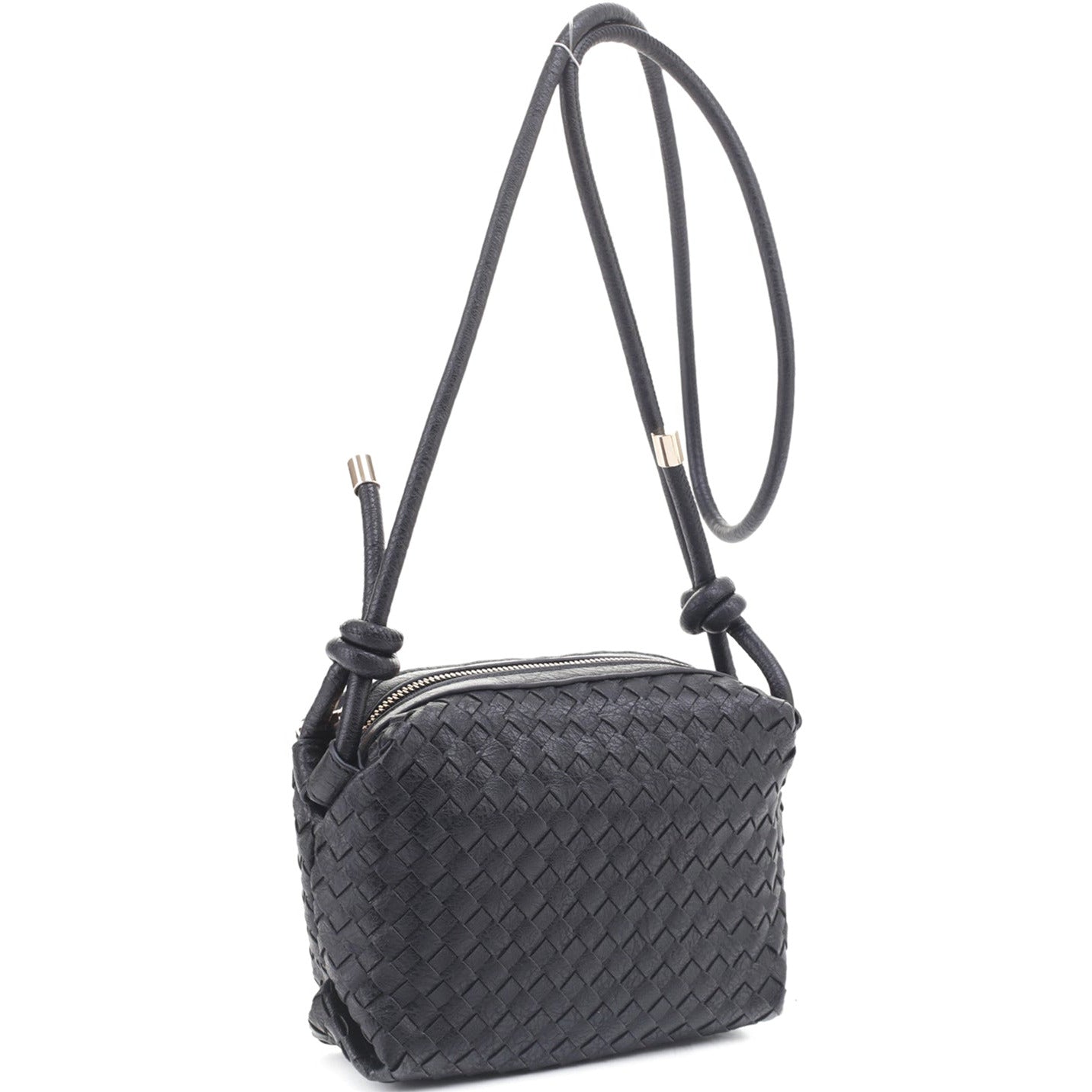 Braid Texture Zipper Crossbody Bag