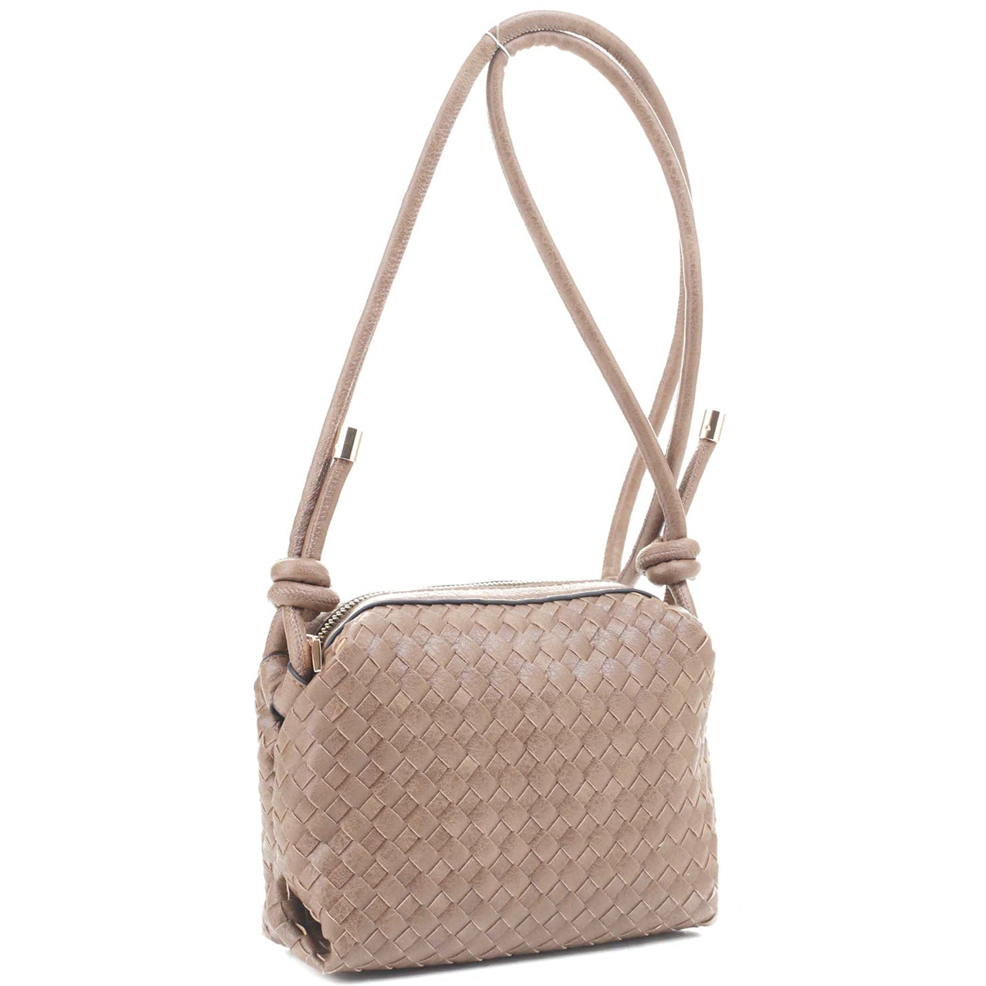 Braid Texture Zipper Crossbody Bag