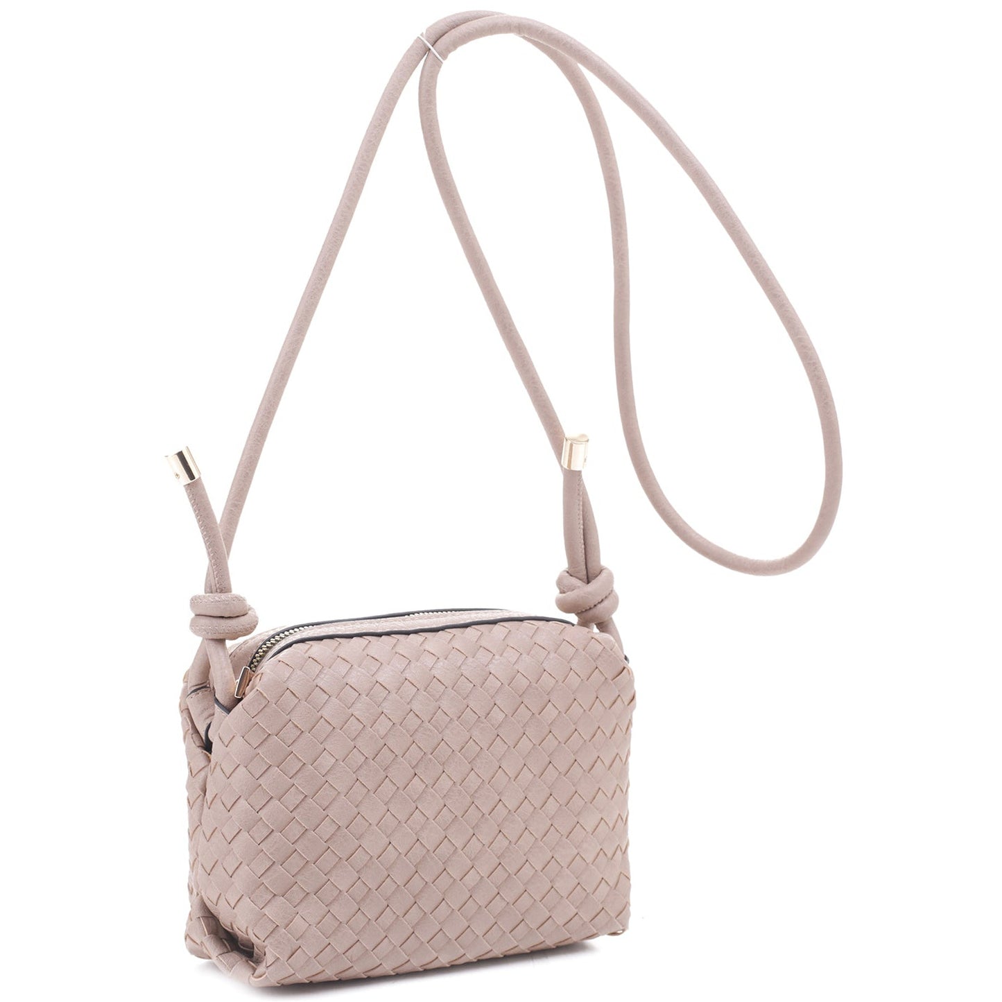 Braid Texture Zipper Crossbody Bag