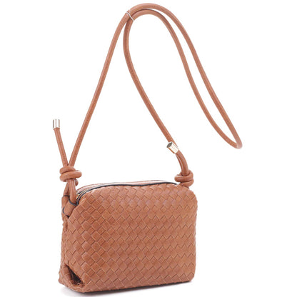 Braid Texture Zipper Crossbody Bag