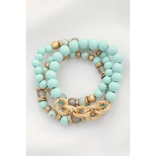 Circle Link Beaded Bracelet Set