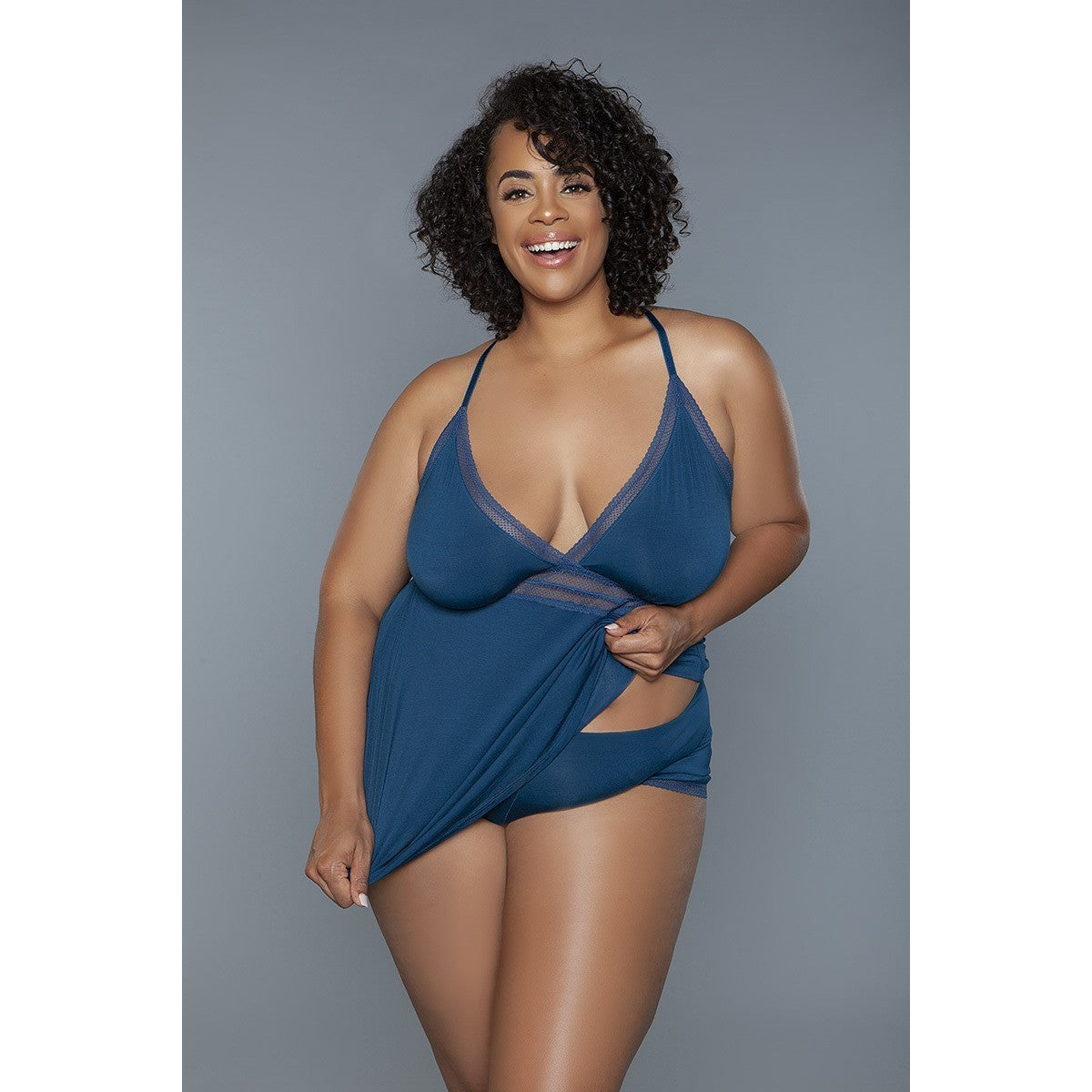 2 Pc Plus-size V-neckline Cami Set With Wire Free Bralette