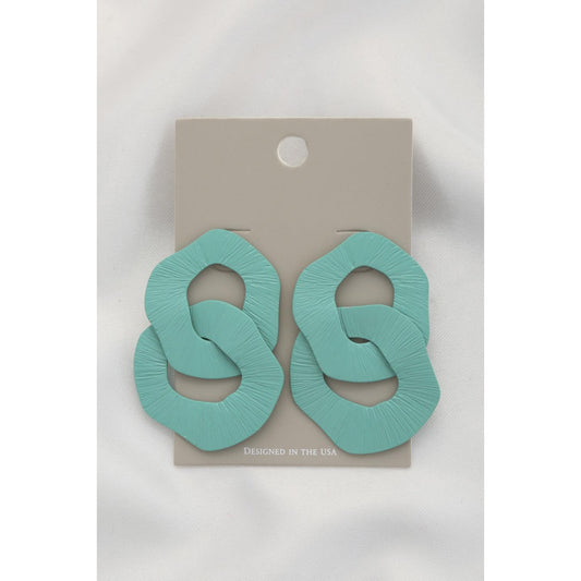 Turquoise  Metal Circle Link Earring