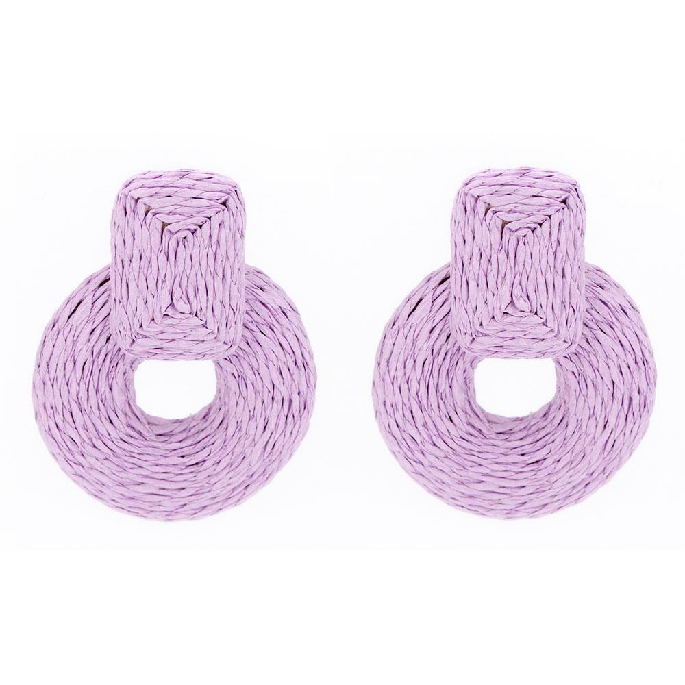 Round Colorful Raffia Wrap Earring