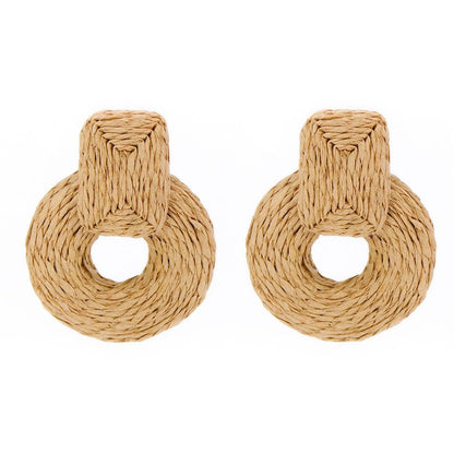 Round Colorful Raffia Wrap Earring