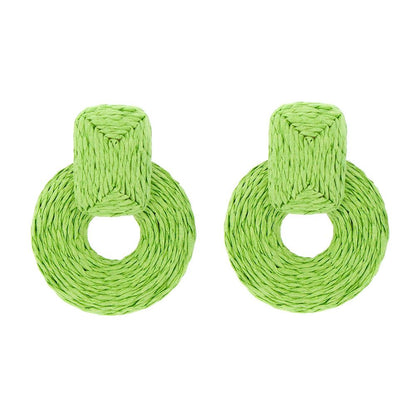 Round Colorful Raffia Wrap Earring