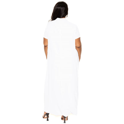 Mock neck back cape dress