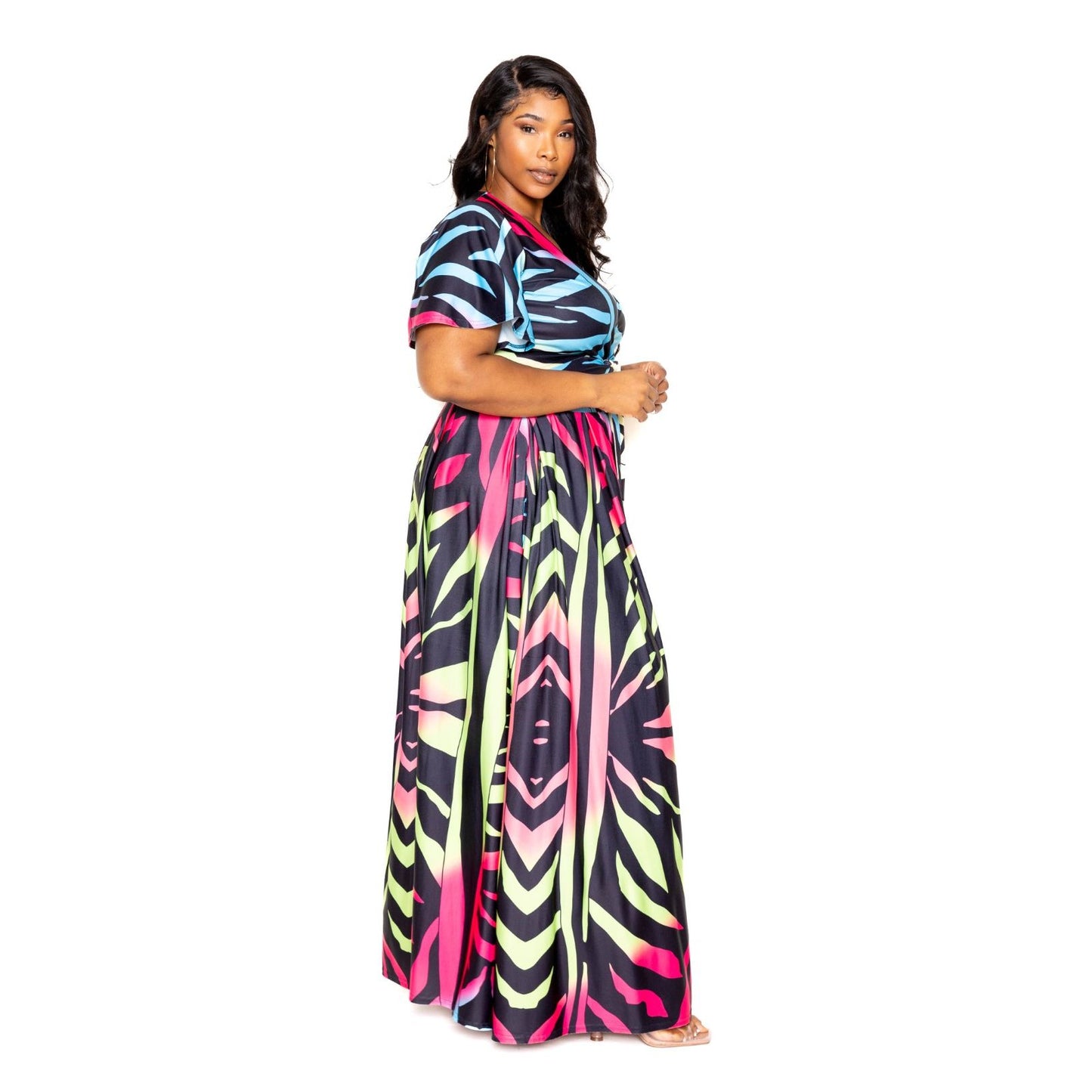 2 Piece Plus-size Ombre Animal Maxi Skirt & Top Set