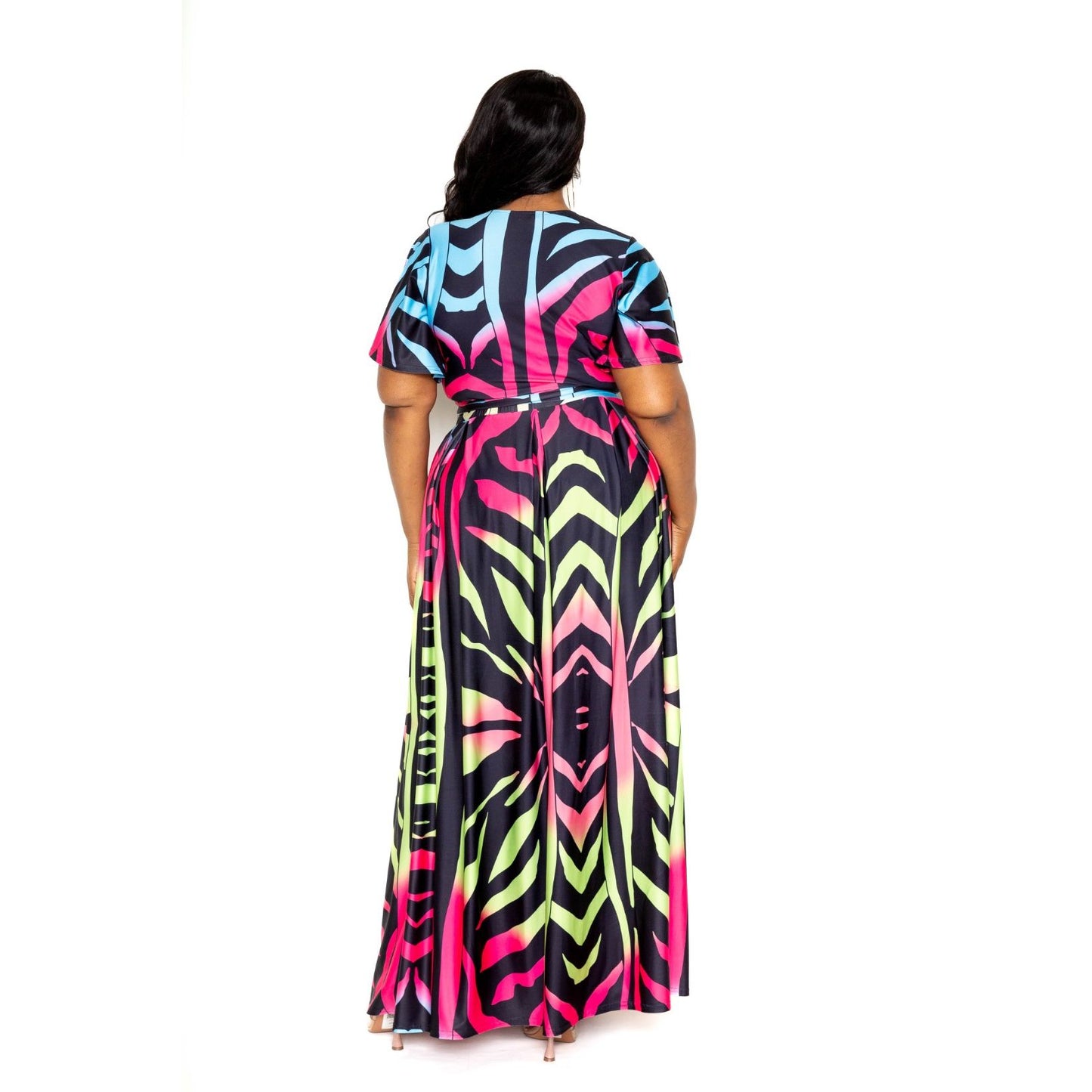 2 Piece Plus-size Ombre Animal Maxi Skirt & Top Set