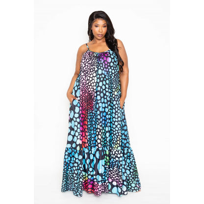 Plus-size Printed Voluminous Maxi Dress