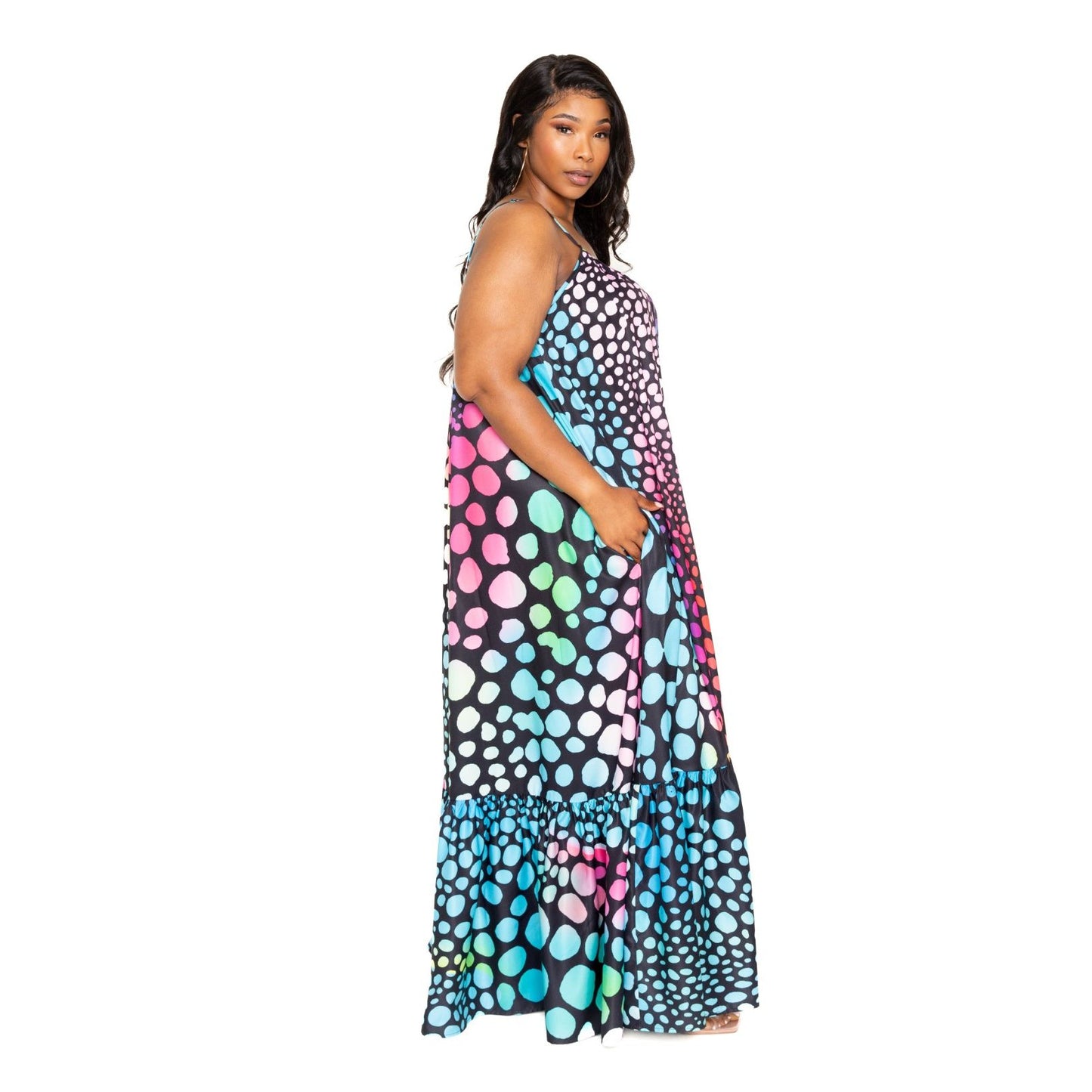 Plus-size Printed Voluminous Maxi Dress