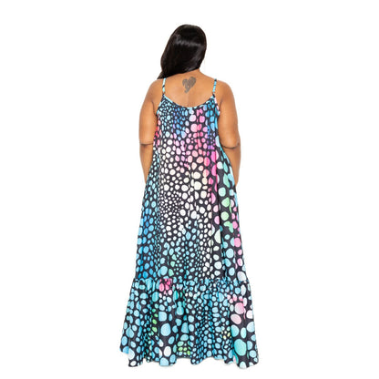 Plus-size Printed Voluminous Maxi Dress