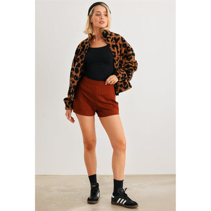 Leopard Teddy Zip-up Two Pocket Jacket