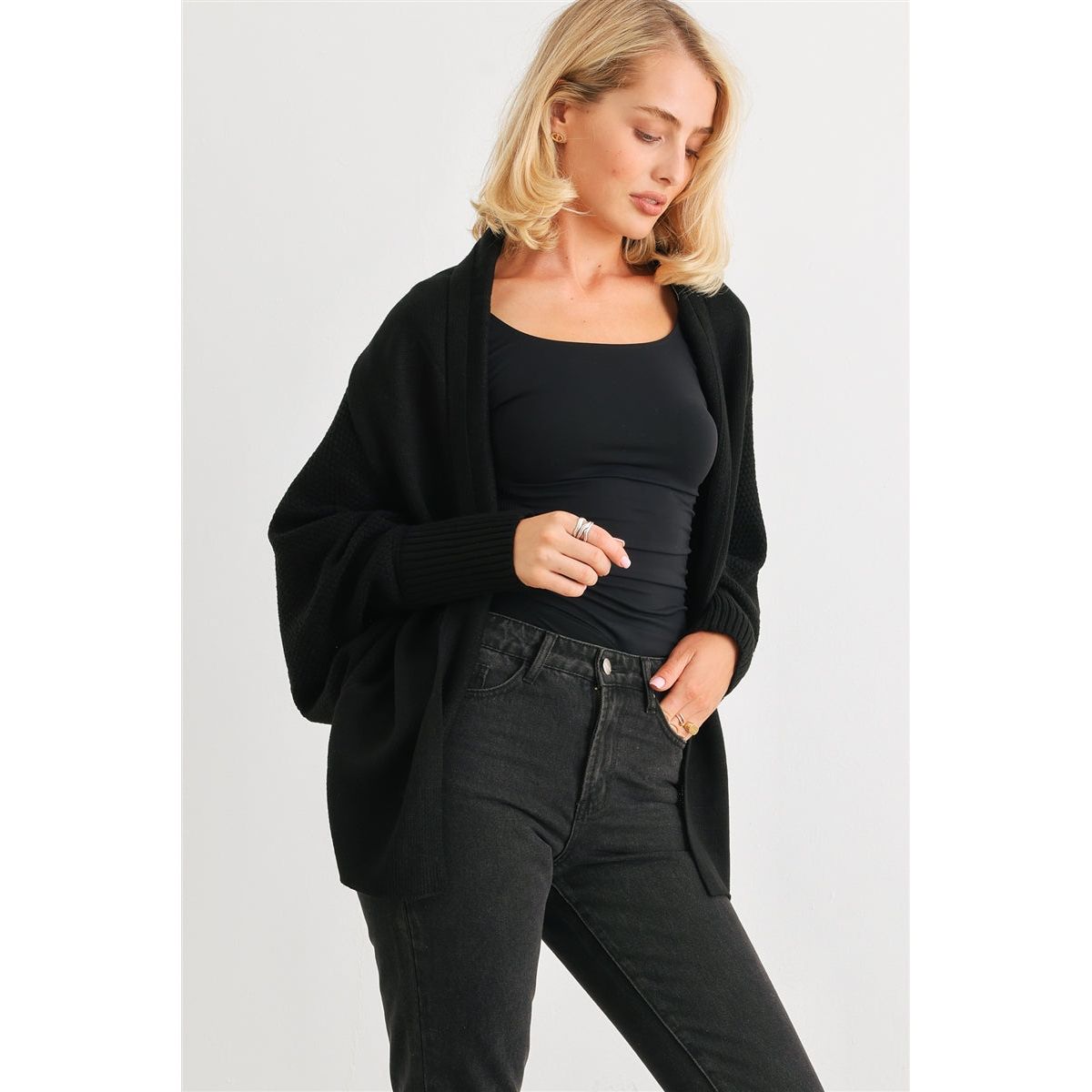 Batwing Sleeve Open Front Cardigan