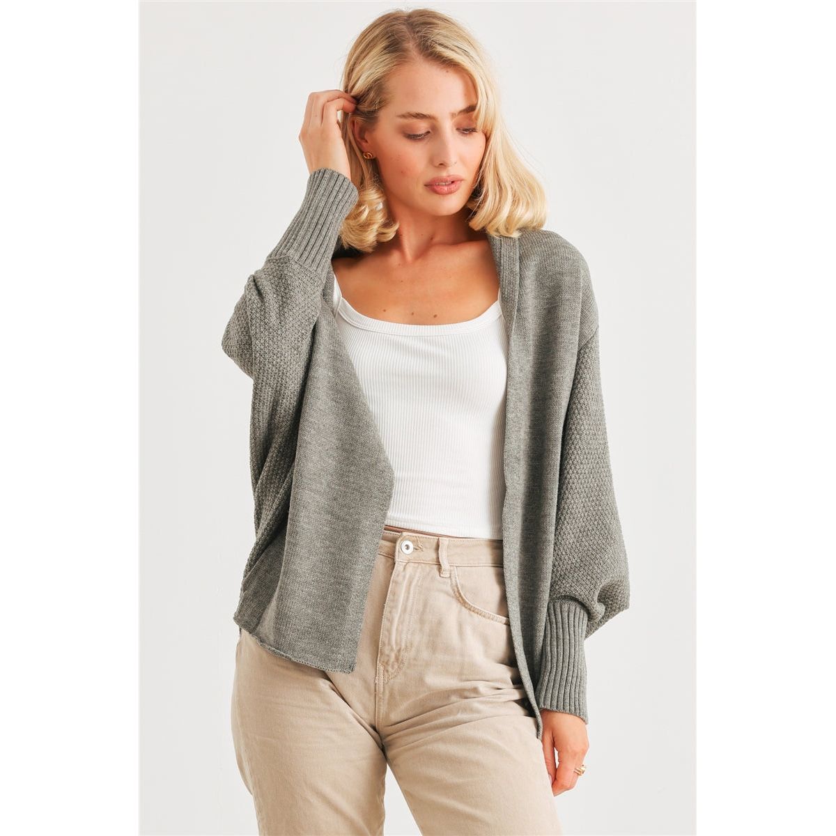 Batwing Sleeve Open Front Cardigan