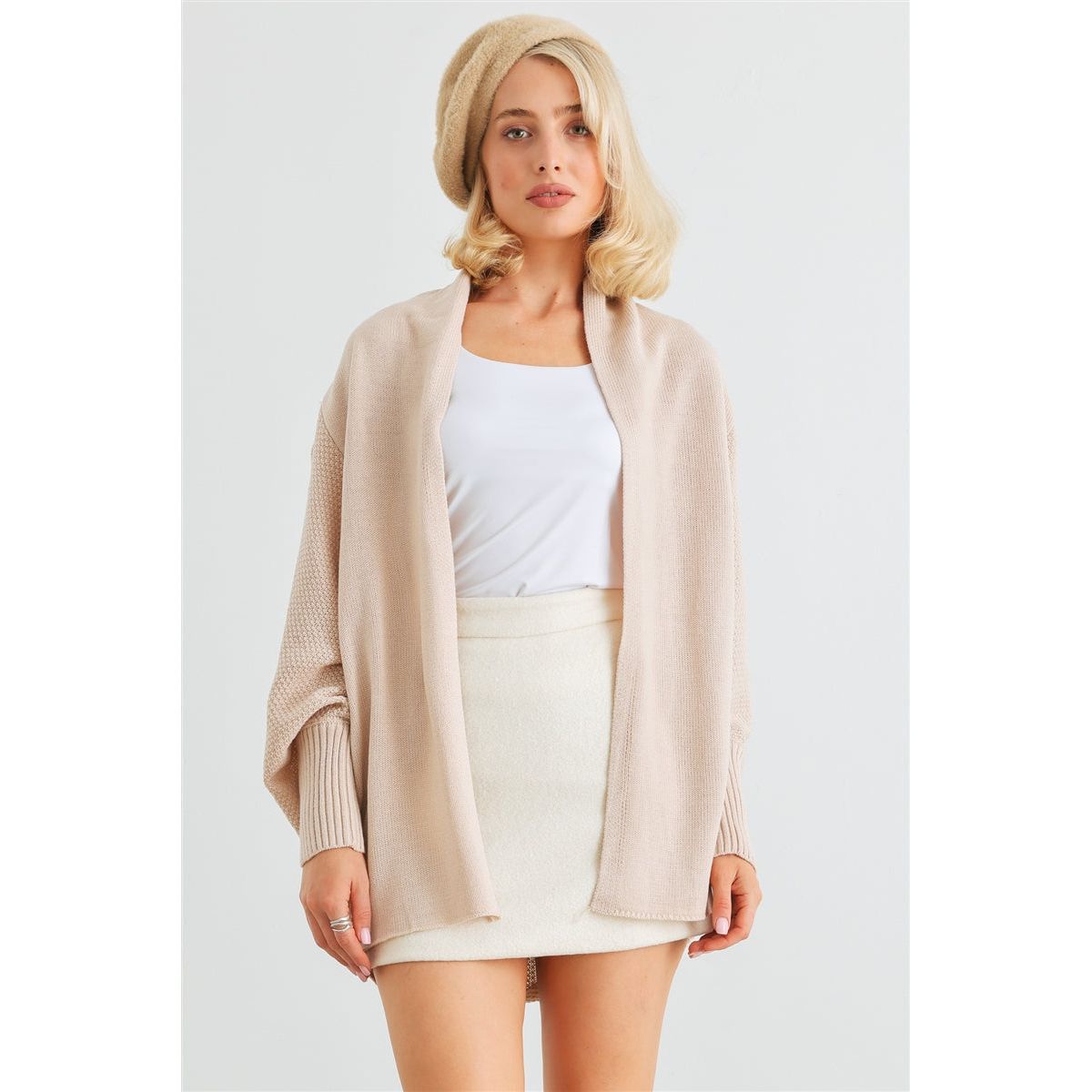 Batwing Sleeve Open Front Cardigan