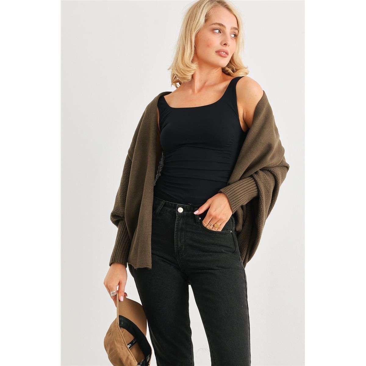 Batwing Sleeve Open Front Cardigan