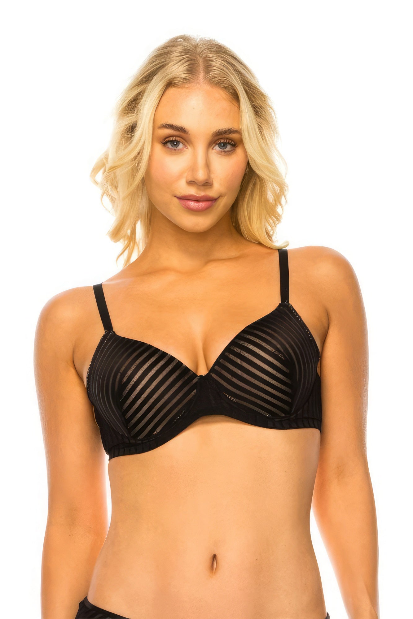 Black Stripe Lace Bra