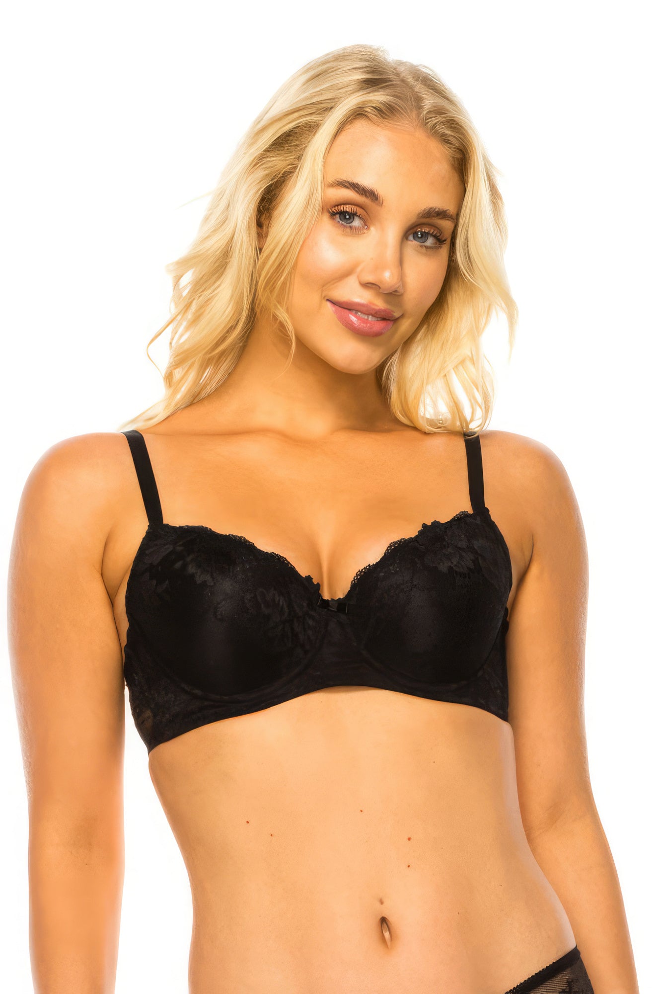 Black Luxury underwired Floral Lace Bra