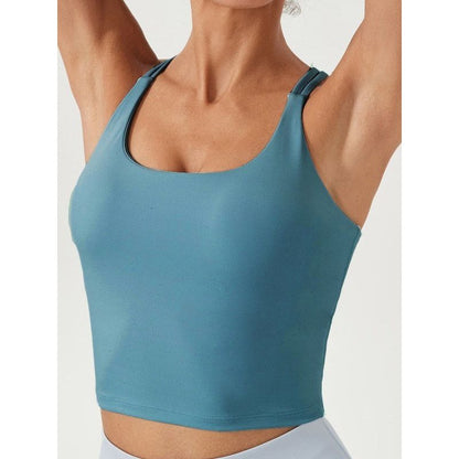 Solid Plain Crossed Back Sports Bra