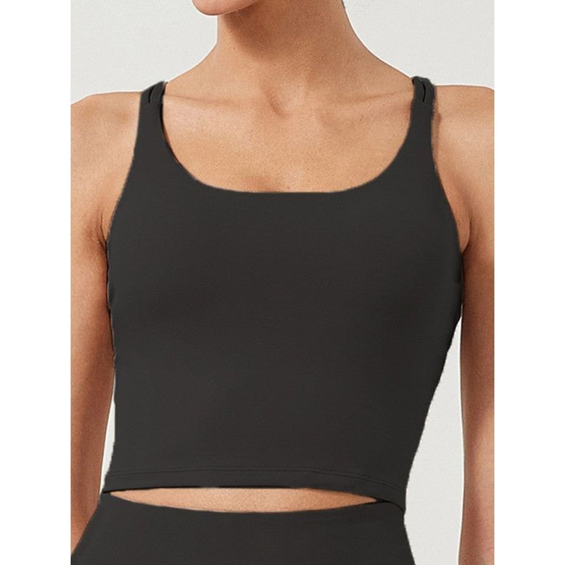 Solid Plain Crossed Back Sports Bra