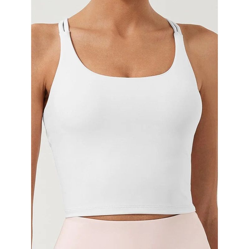 Solid Plain Crossed Back Sports Bra