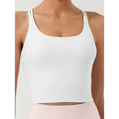 Solid Plain Crossed Back Sports Bra