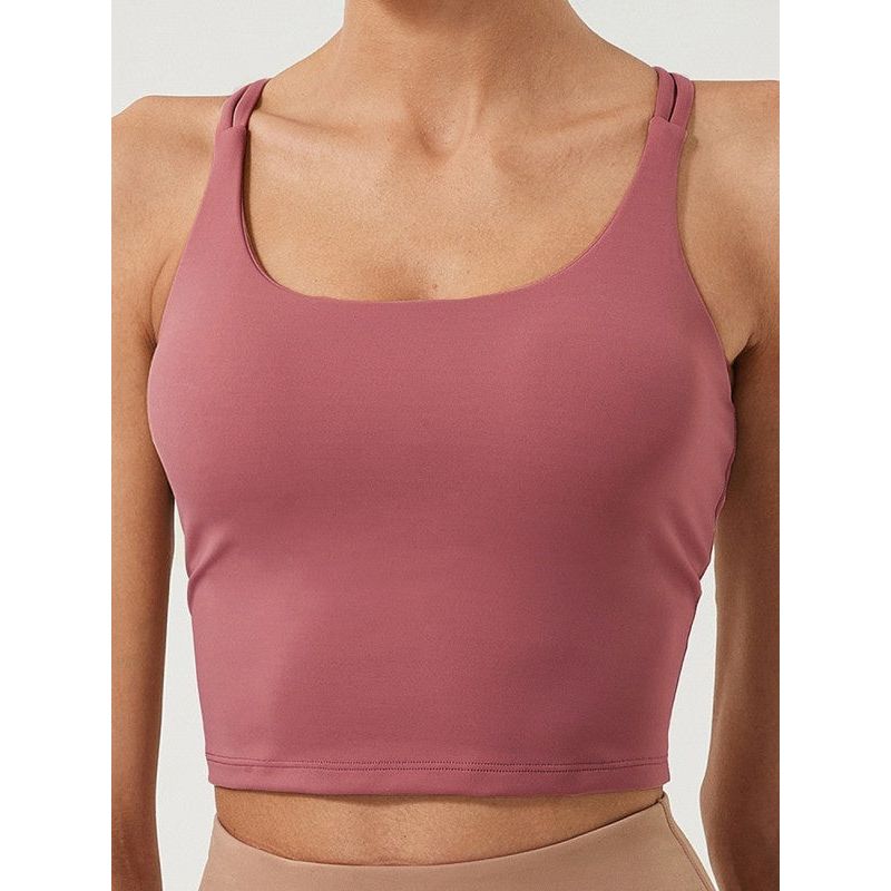 Solid Plain Crossed Back Sports Bra