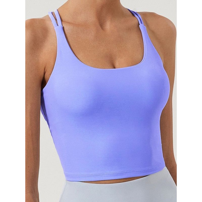 Solid Plain Crossed Back Sports Bra