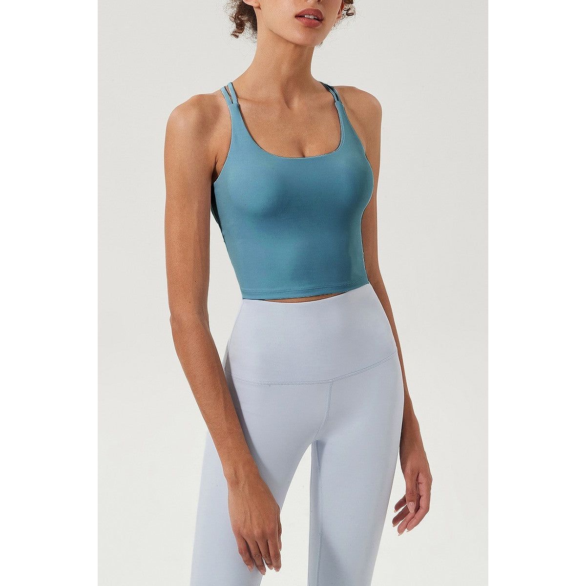 Solid Plain Crossed Back Sports Bra