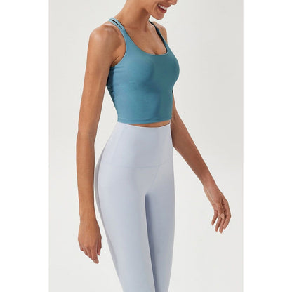 Solid Plain Crossed Back Sports Bra