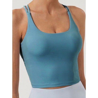 Solid Plain Crossed Back Sports Bra